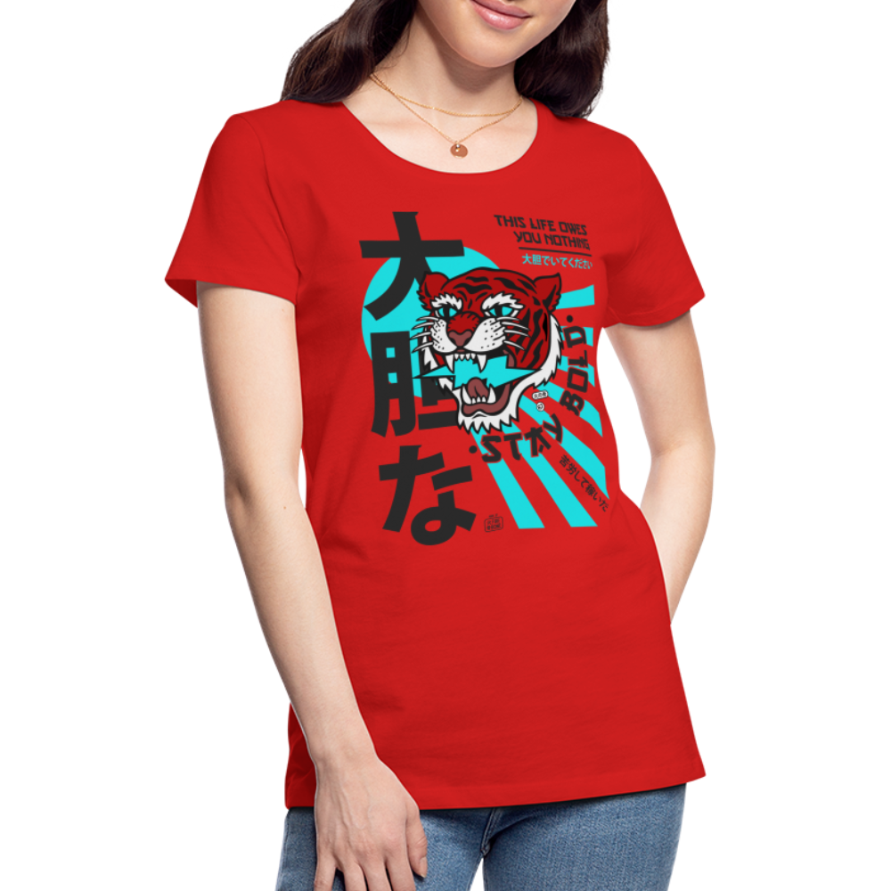 Women’s Premium This Life Owes You Nothing Double Red T-Shirt - red