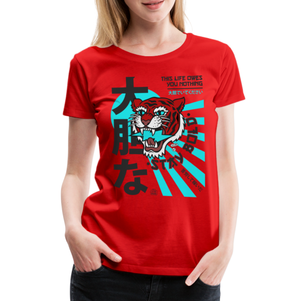 Women’s Premium This Life Owes You Nothing Double Red T-Shirt - red