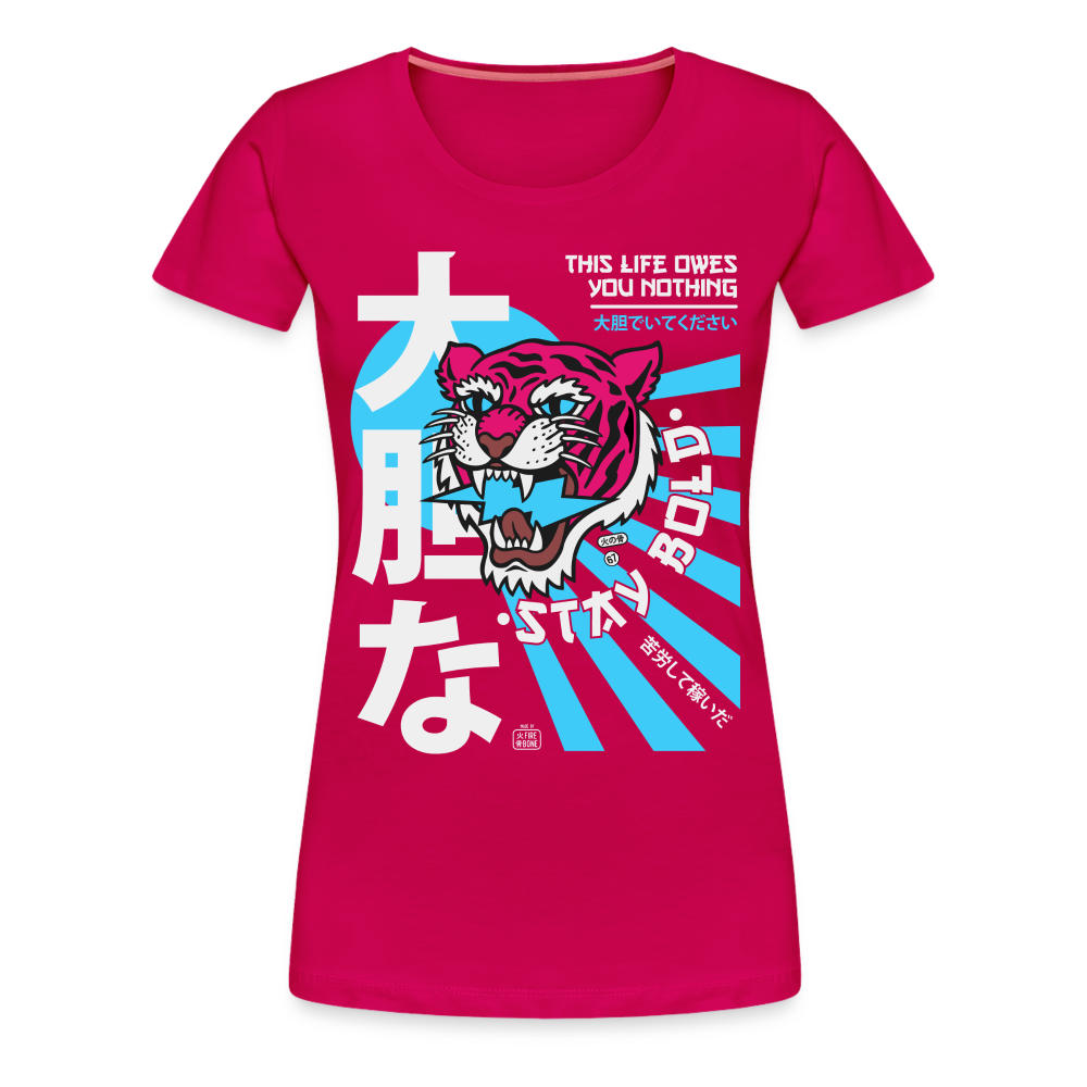 Women’s Premium This Life Owes You Nothing T-Shirt - dark pink