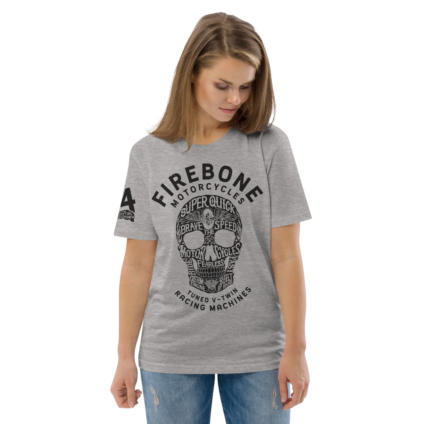 Super Quick Skullz - Grey organic cotton t-shirt