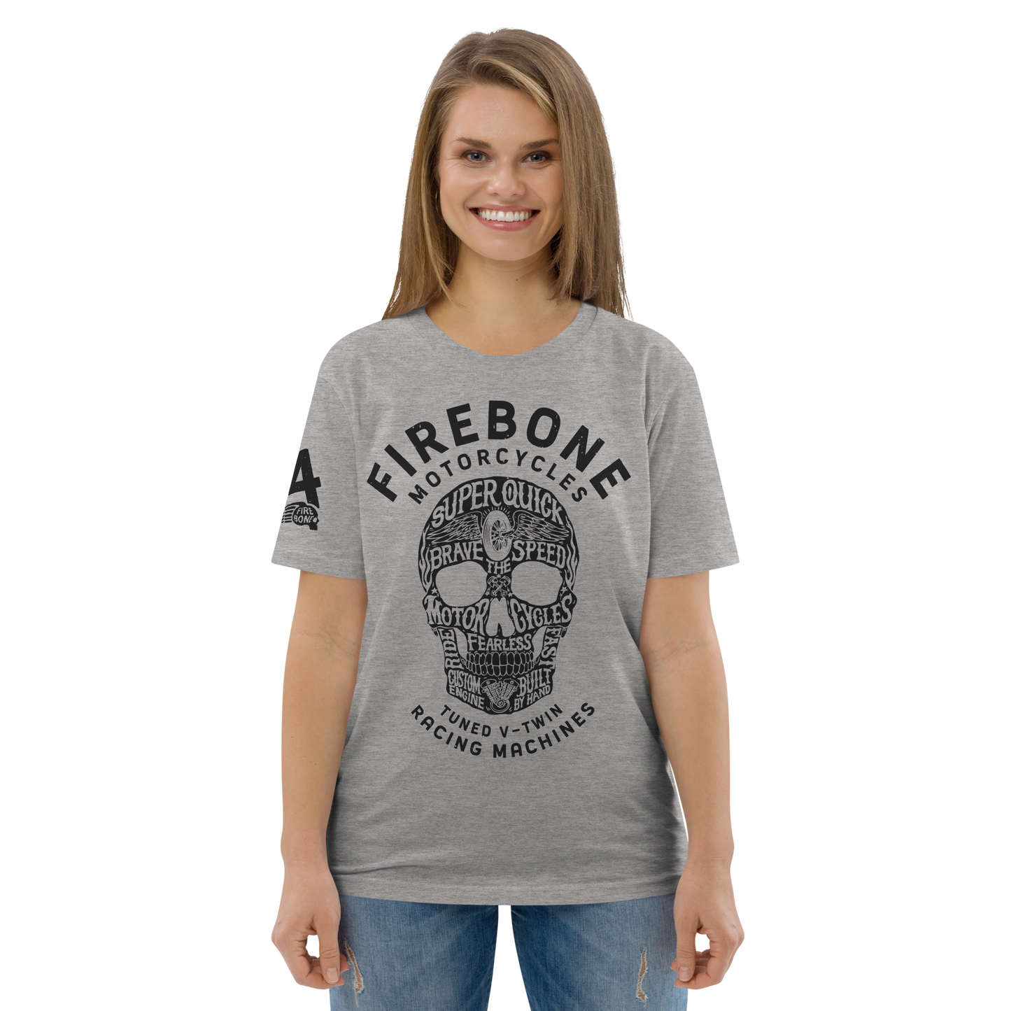 Super Quick Skullz - Grey organic cotton t-shirt