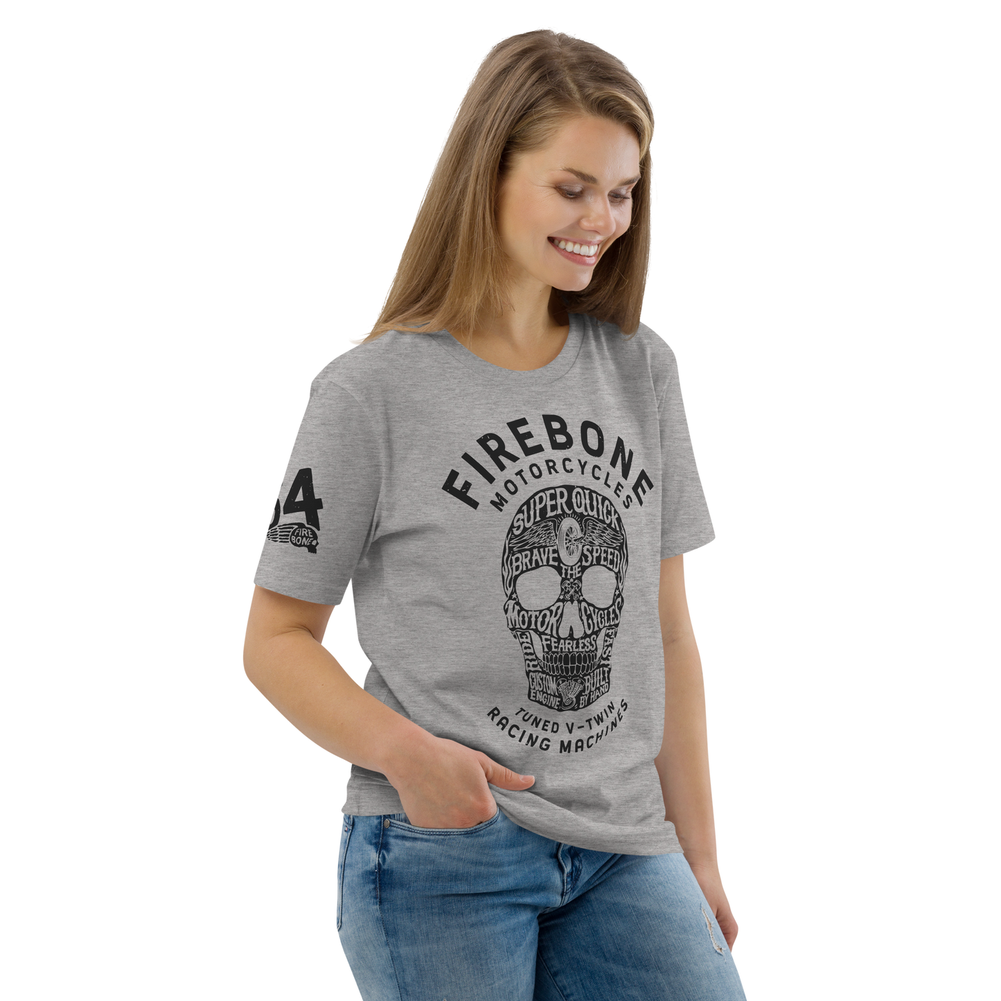 Super Quick Skullz - Grey organic cotton t-shirt