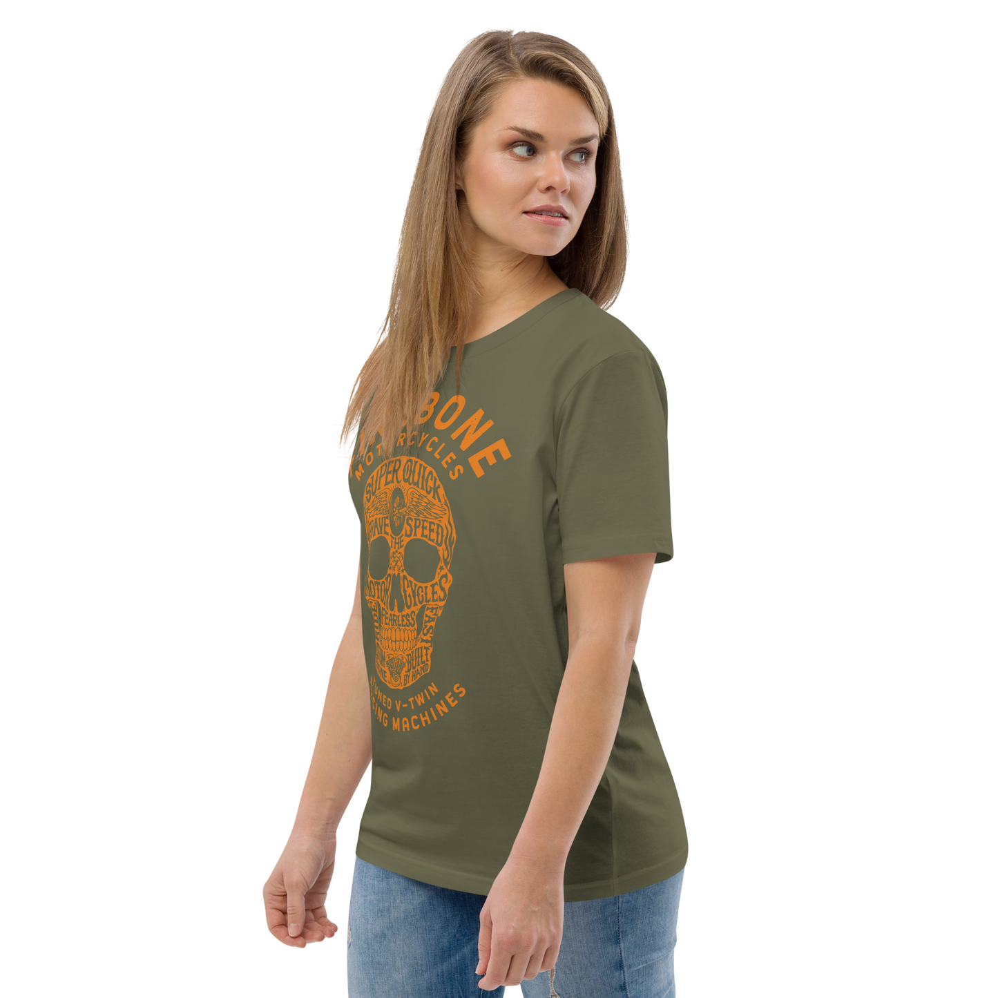 Super Quick Skullz - Khaki organic cotton t-shirt