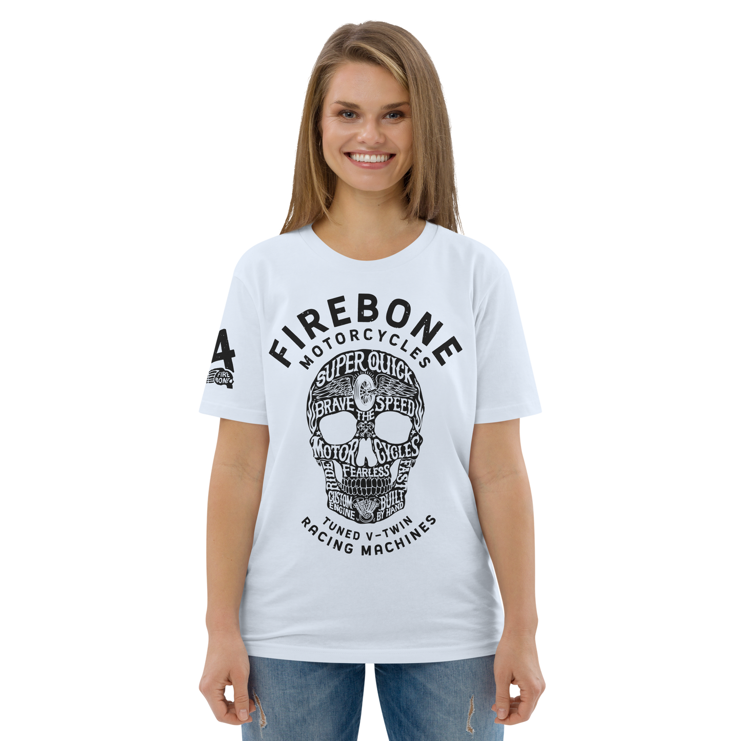 Super Quick Skullz - Light Blue organic cotton t-shirt