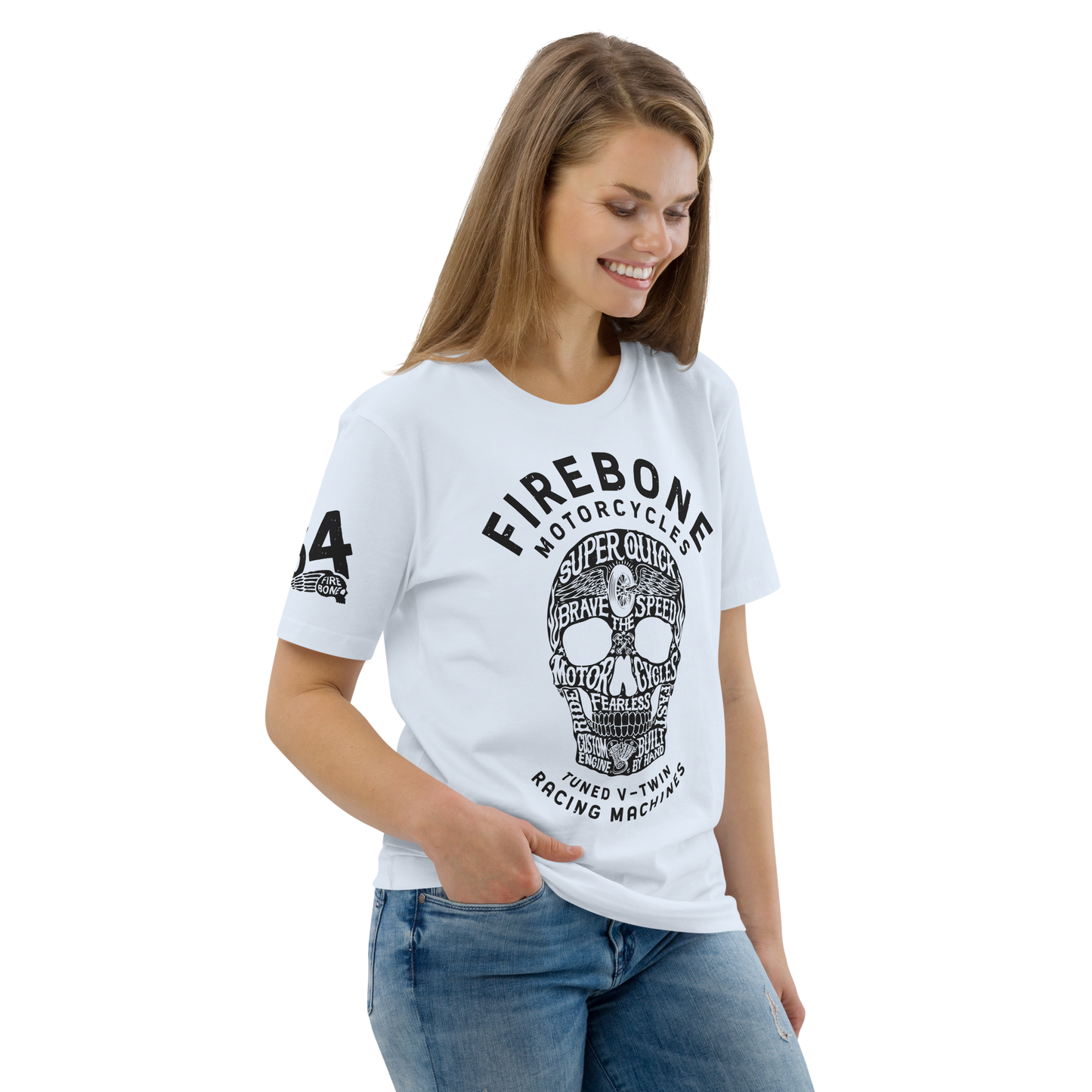 Super Quick Skullz - Light Blue organic cotton t-shirt