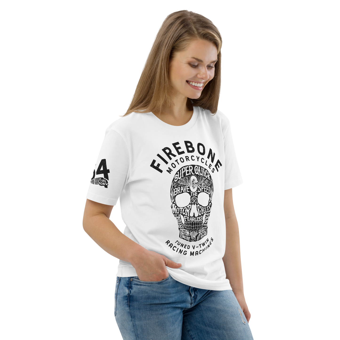 Super Quick Skullz - White organic cotton t-shirt