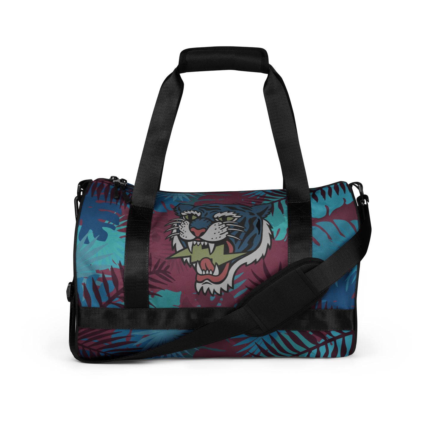 Jungle tiger - Stealth crimson and blue gym bag - Firebone