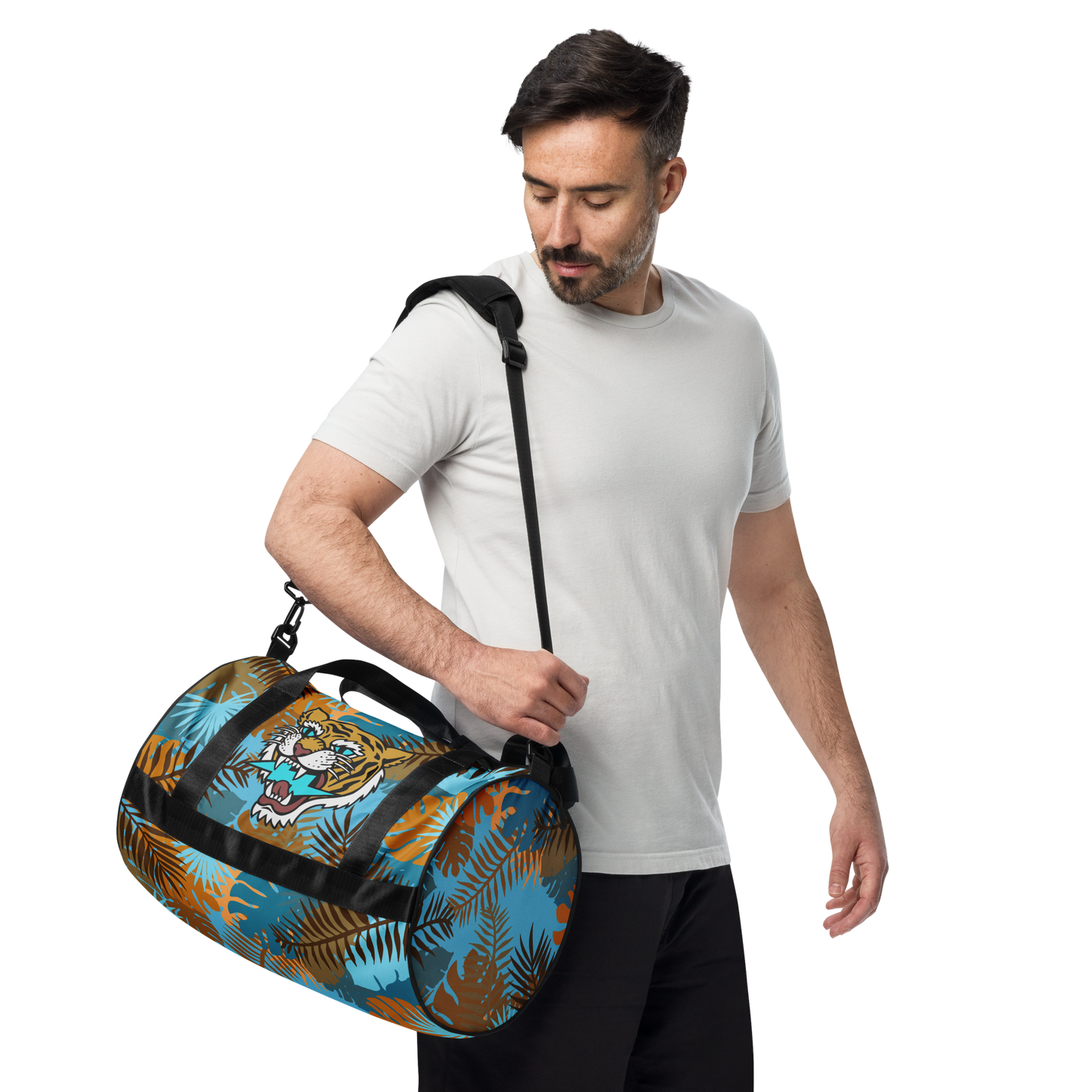 Jungle tiger - Autumn and blue gym bag - Firebone