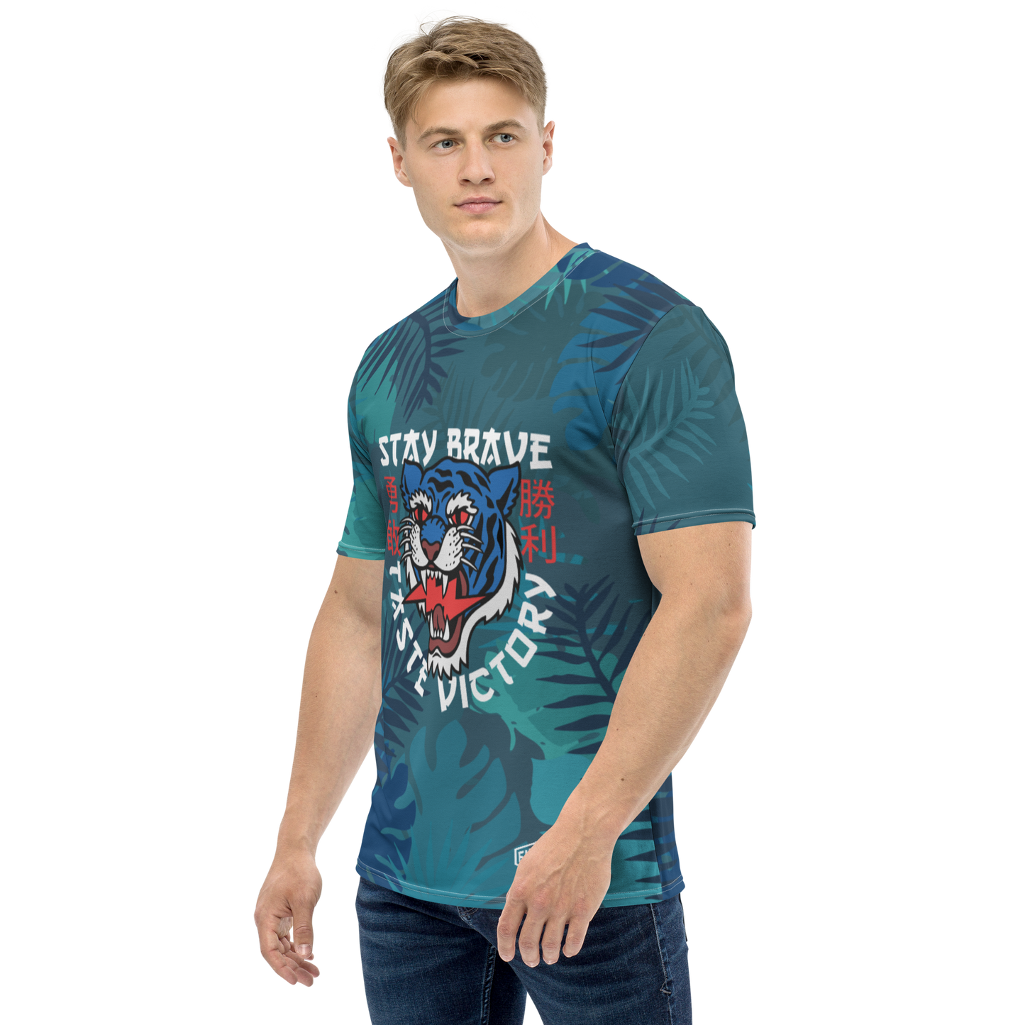 Stay Brave Jungle Tiger - Blue men's t-shirt - Firebone