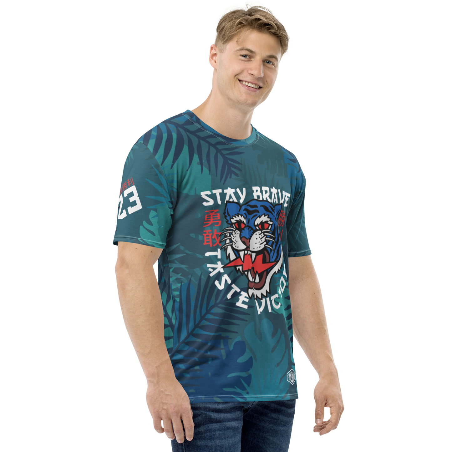 Stay Brave Jungle Tiger - Blue men's t-shirt - Firebone