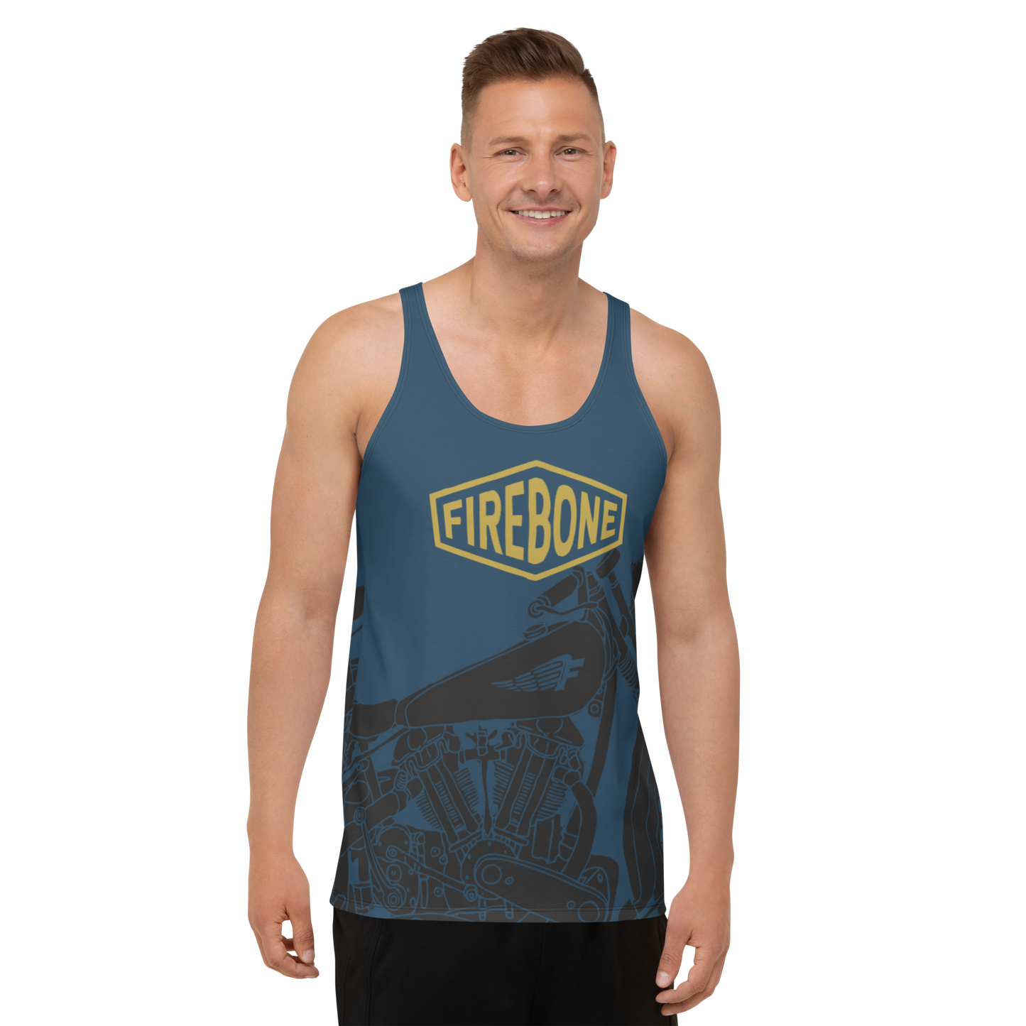 Vintage Motorcycle - Navy blue tank top - Firebone
