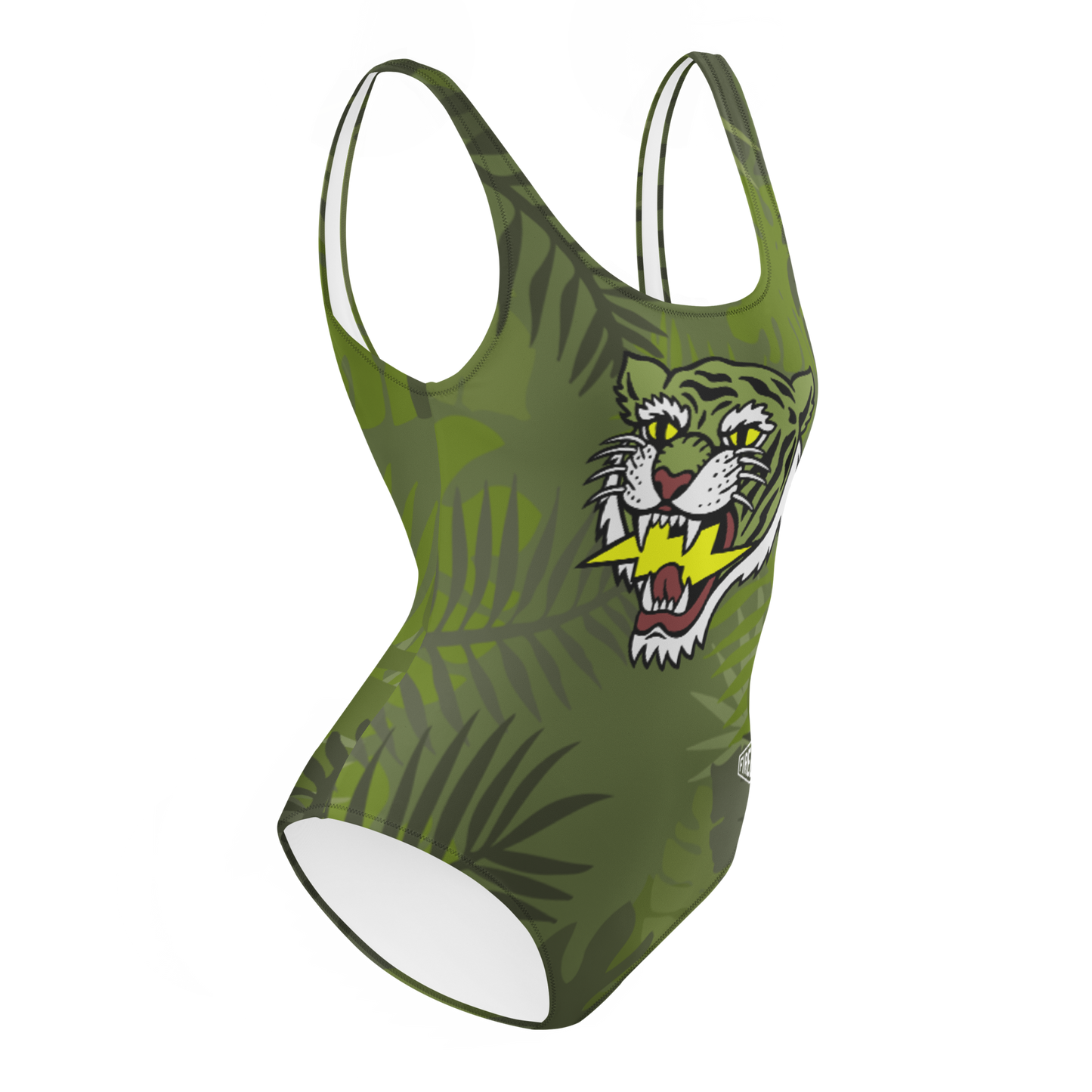 Jungle tiger - Olive one-piece swimsuit - Firebone