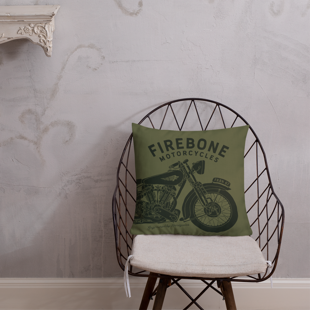 Vintage Motorcycle - Premium dark green cushion - Firebone