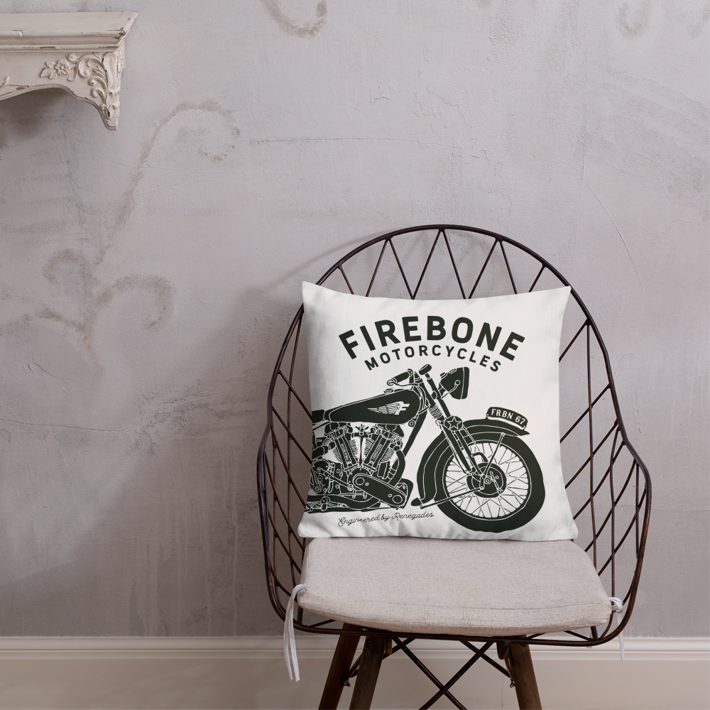 Vintage Motorcycle - White premium cushion - Firebone
