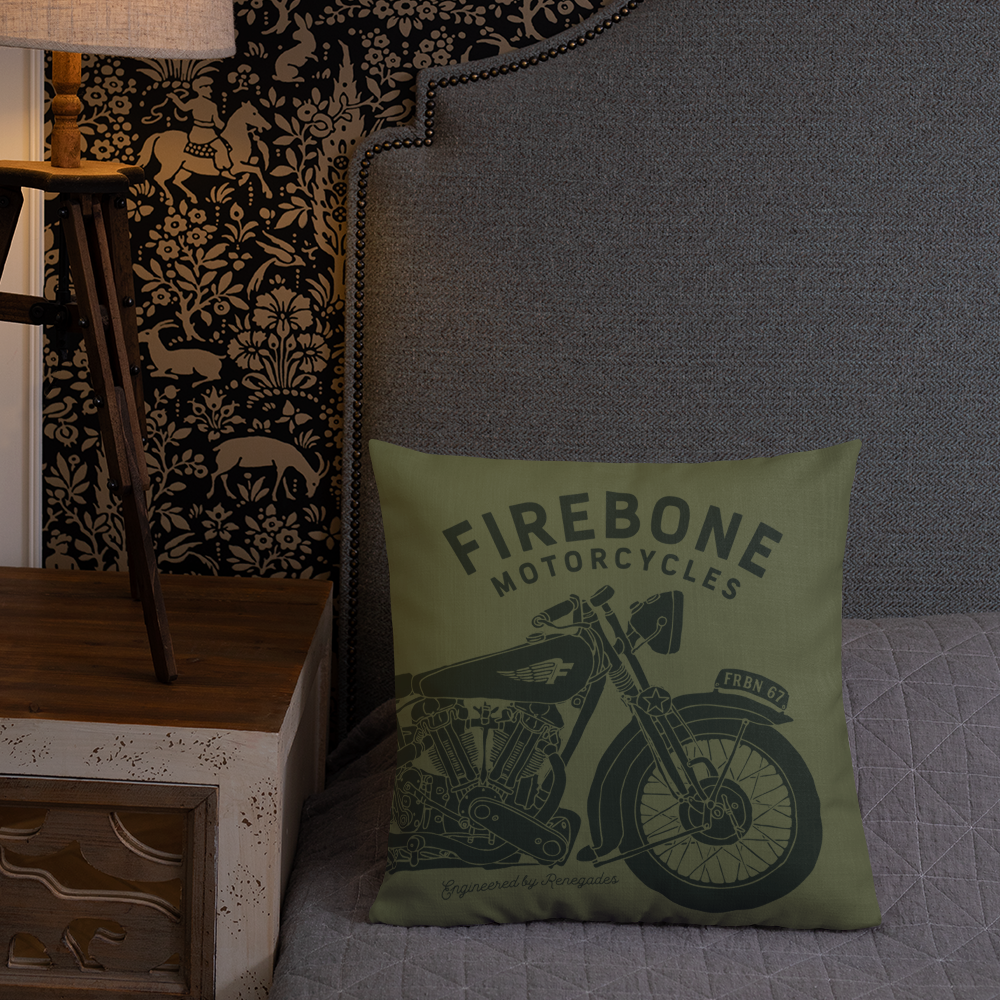 Vintage Motorcycle - Premium dark green cushion - Firebone