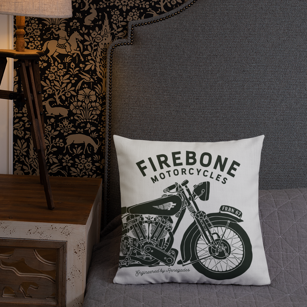 Vintage Motorcycle - Light grey premium cushion - Firebone