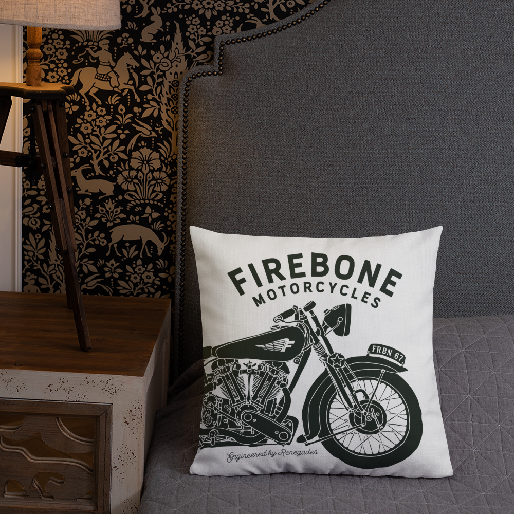 Vintage Motorcycle - White premium cushion - Firebone