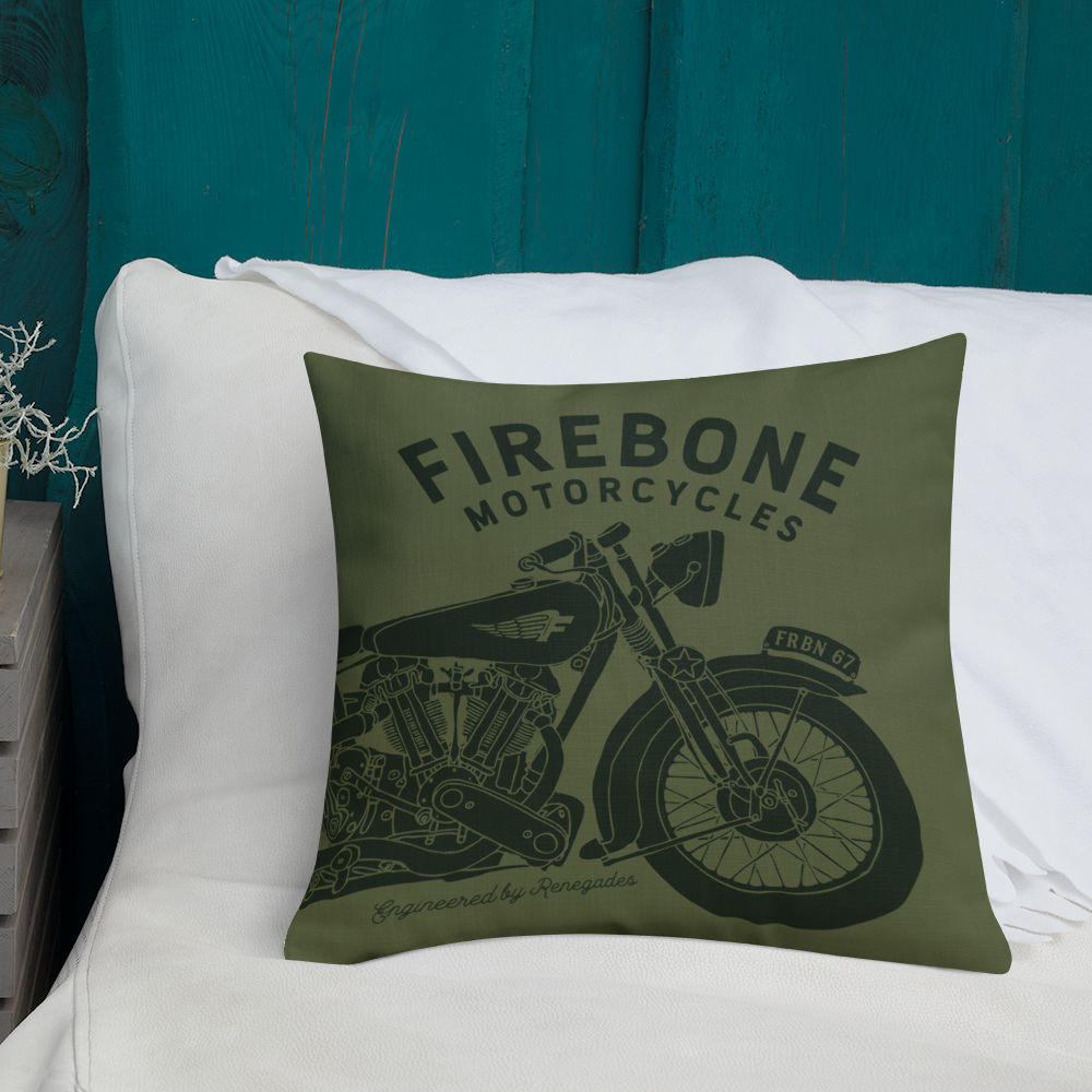Vintage Motorcycle - Premium dark green cushion - Firebone
