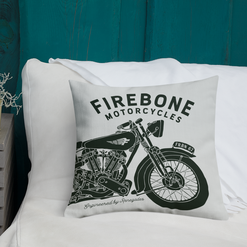 Vintage Motorcycle - Light grey premium cushion - Firebone