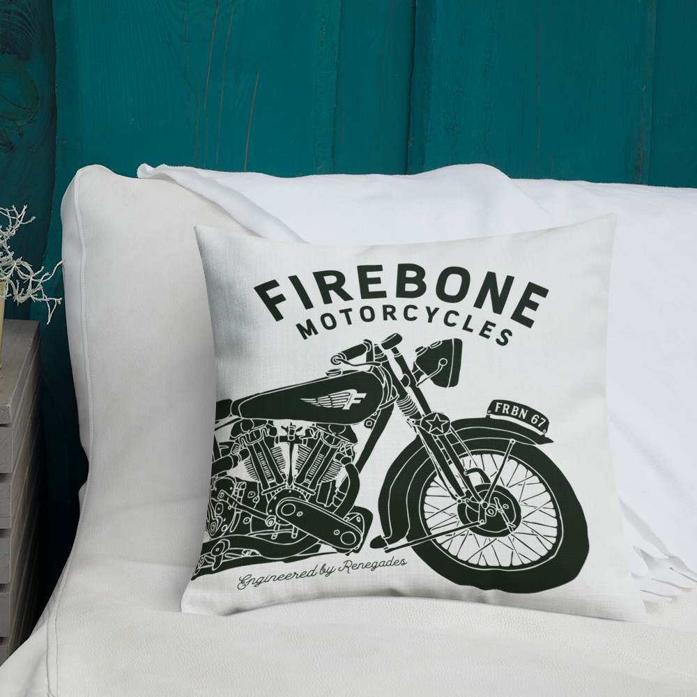 Vintage Motorcycle - White premium cushion - Firebone