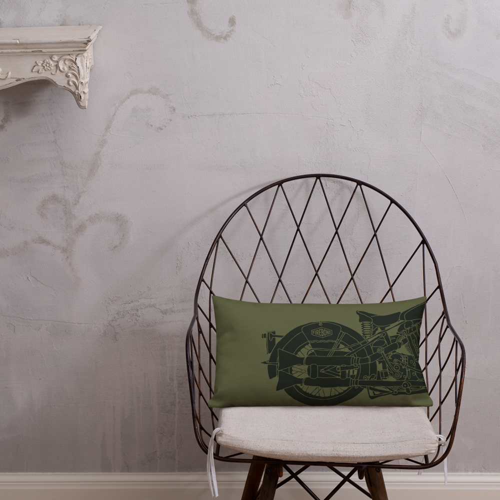 Vintage Motorcycle - Premium dark green cushion - Firebone