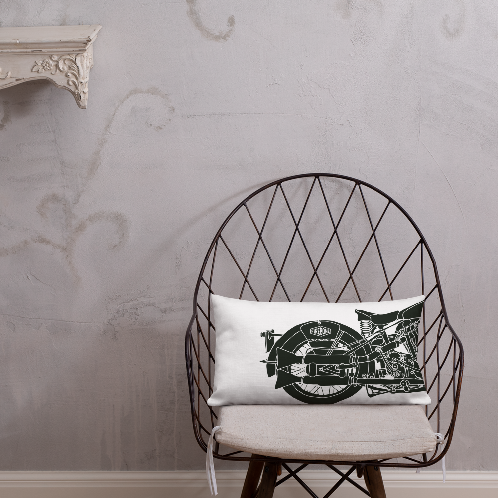 Vintage Motorcycle - White premium cushion - Firebone