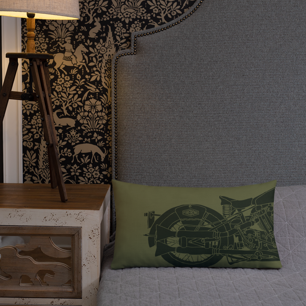 Vintage Motorcycle - Premium dark green cushion - Firebone