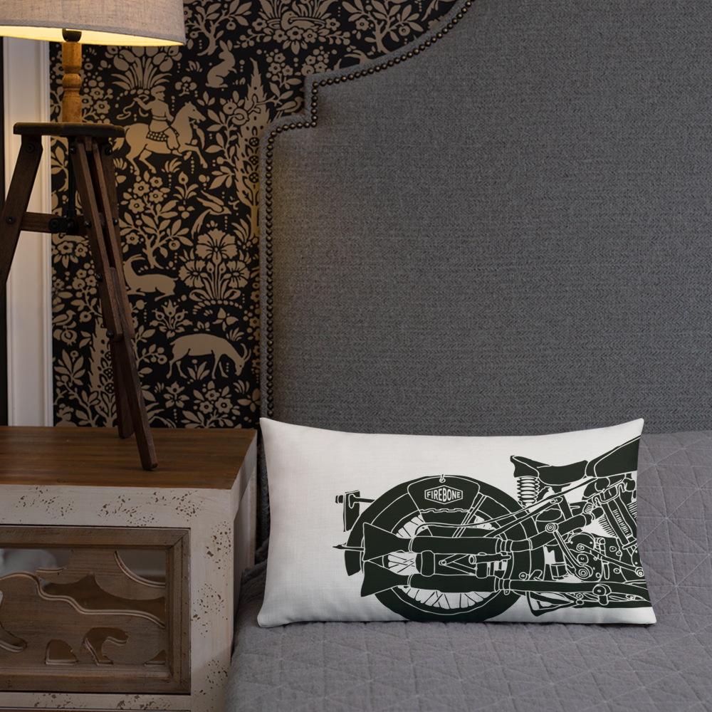 Vintage Motorcycle - White premium cushion - Firebone