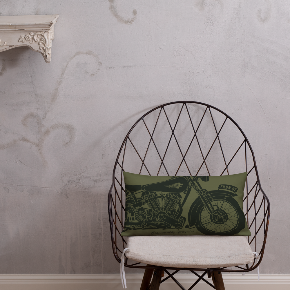 Vintage Motorcycle - Premium dark green cushion - Firebone