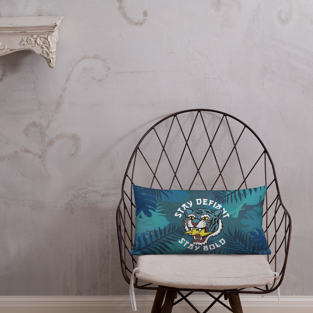 Stay Defiant Tiger - Blue jungle premium cushion - Firebone