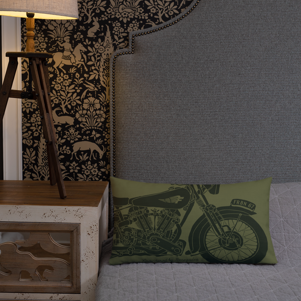Vintage Motorcycle - Premium dark green cushion - Firebone