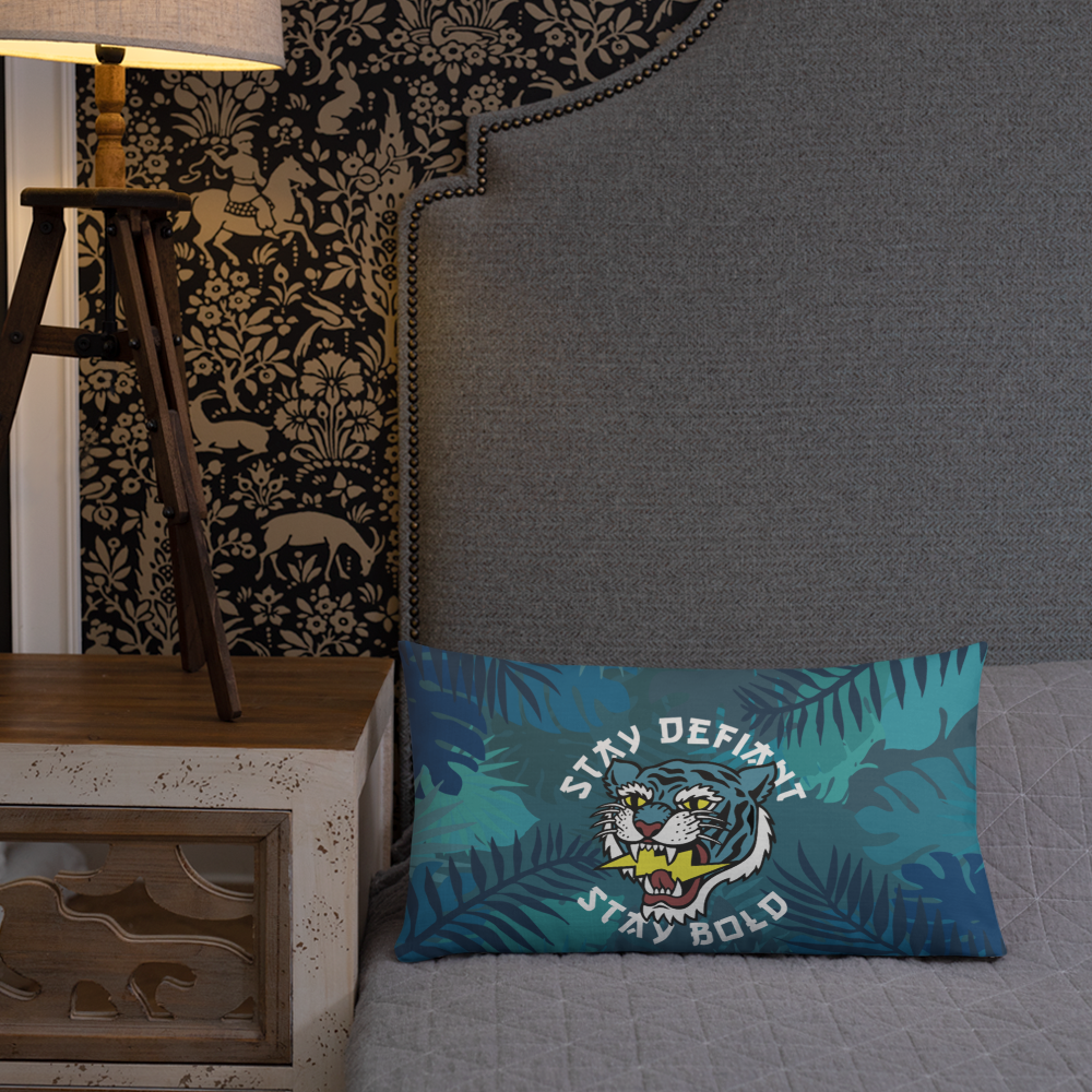Stay Defiant Tiger - Blue jungle premium cushion - Firebone