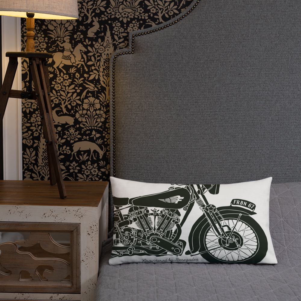 Vintage Motorcycle - White premium cushion - Firebone