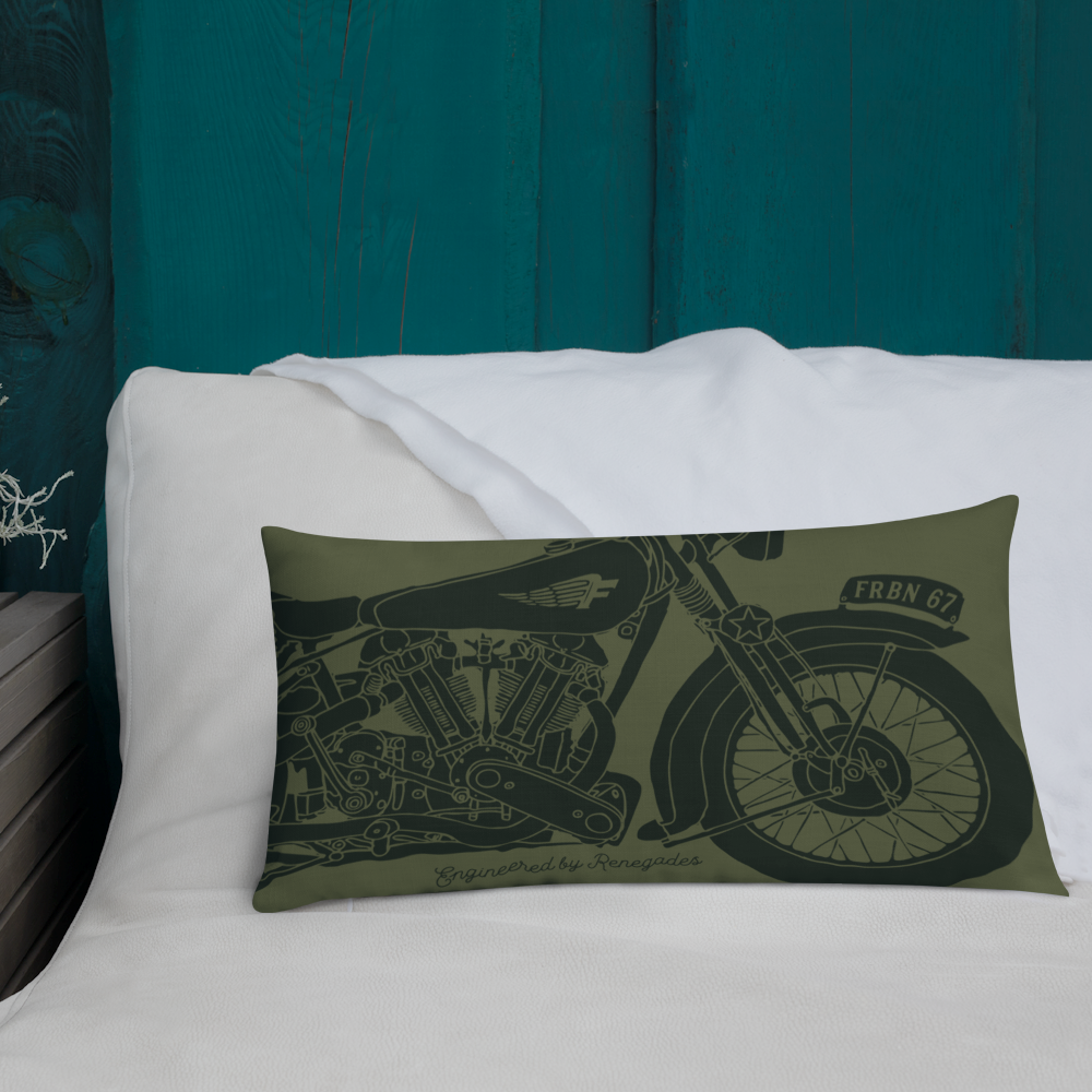 Vintage Motorcycle - Premium dark green cushion - Firebone