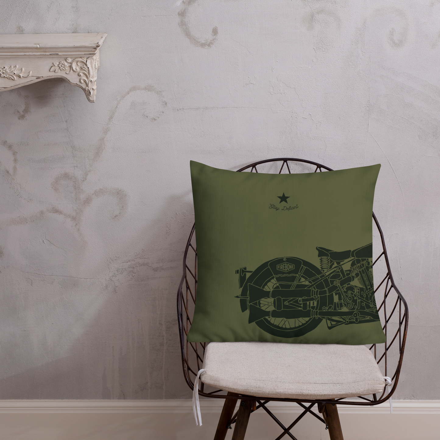 Vintage Motorcycle - Premium dark green cushion - Firebone