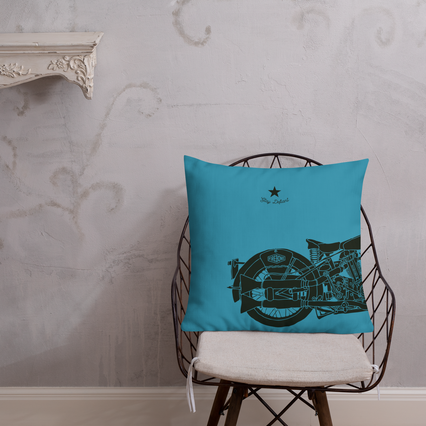 Vintage Motorcycle - Blue premium cushion - Firebone