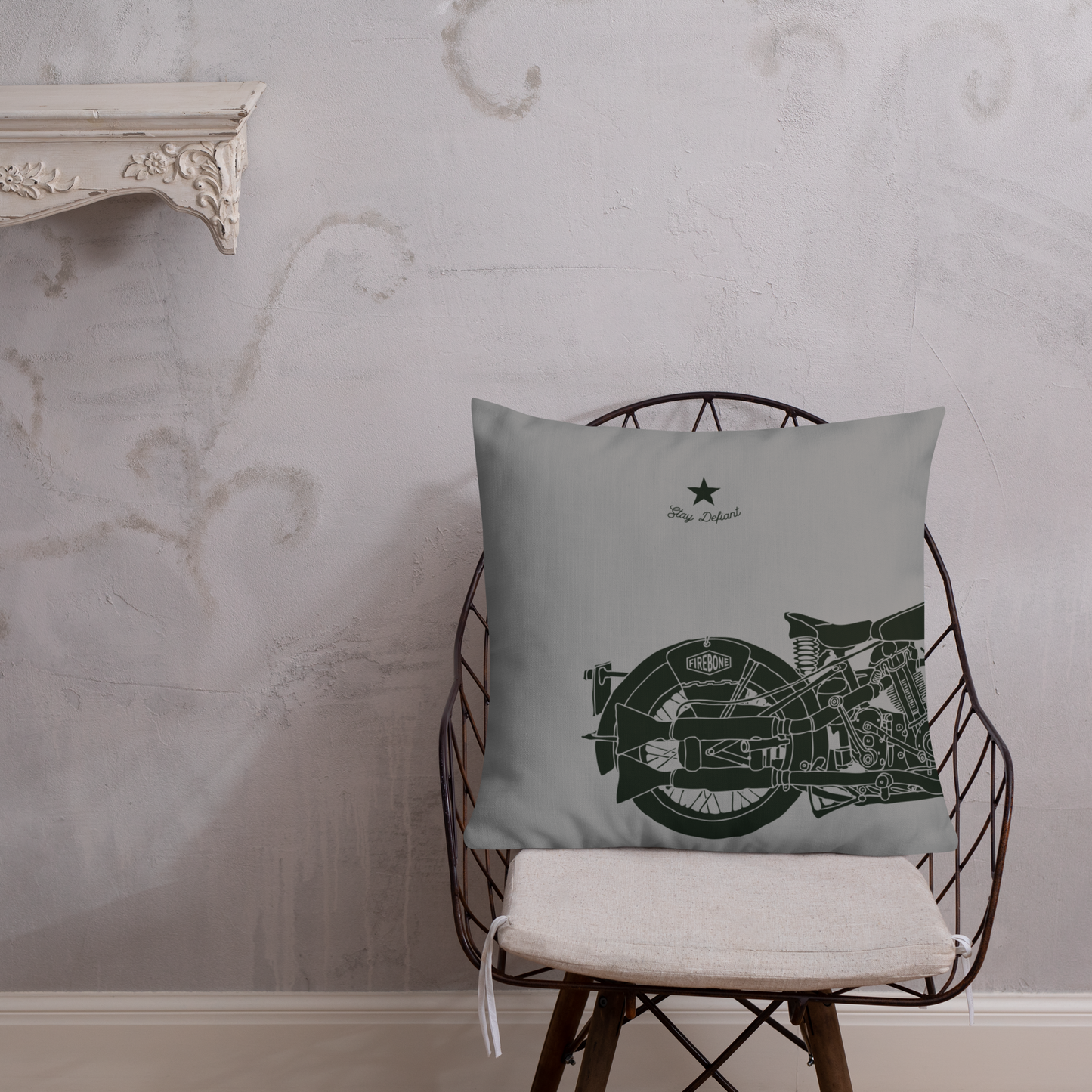 Vintage Motorcycle - Grey premium cushion - Firebone