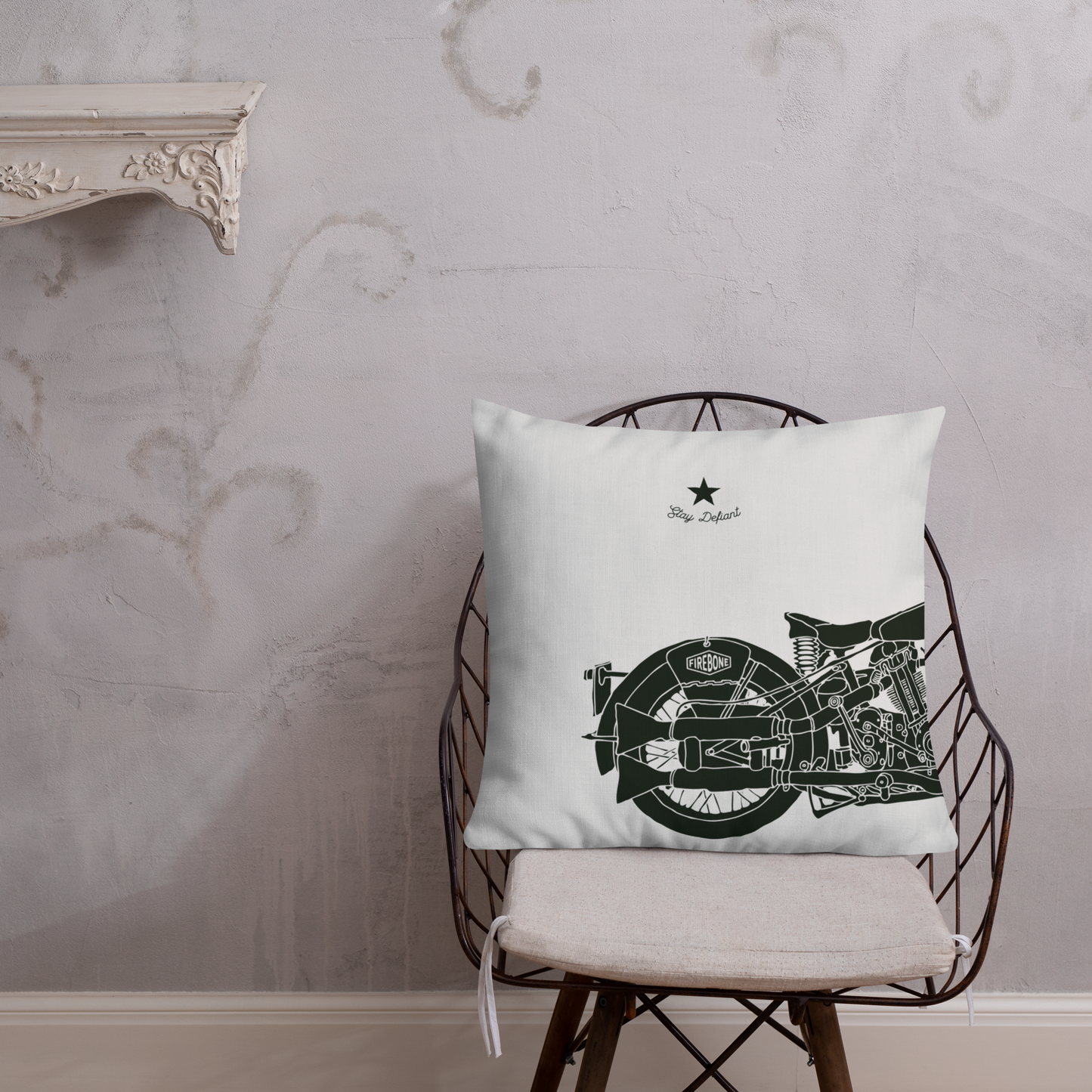 Vintage Motorcycle - Light grey premium cushion - Firebone