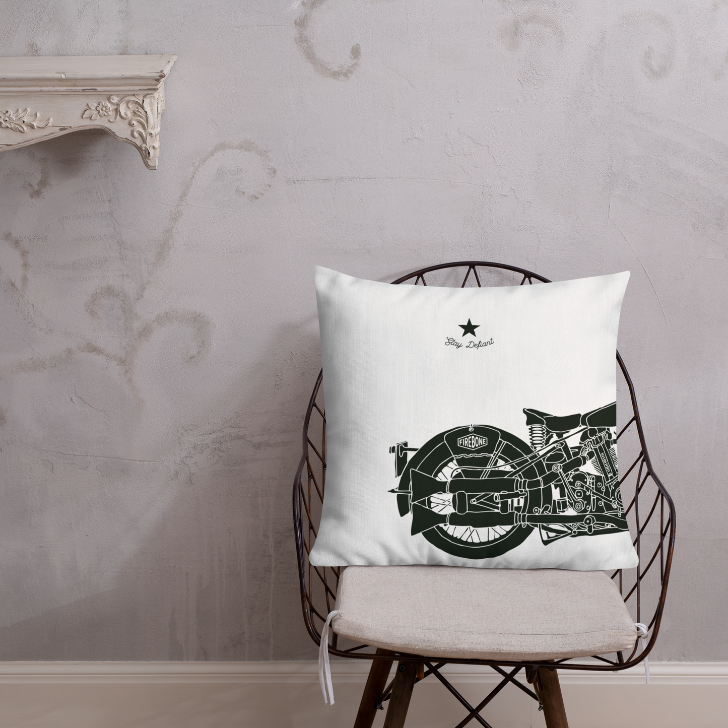 Vintage Motorcycle - White premium cushion - Firebone