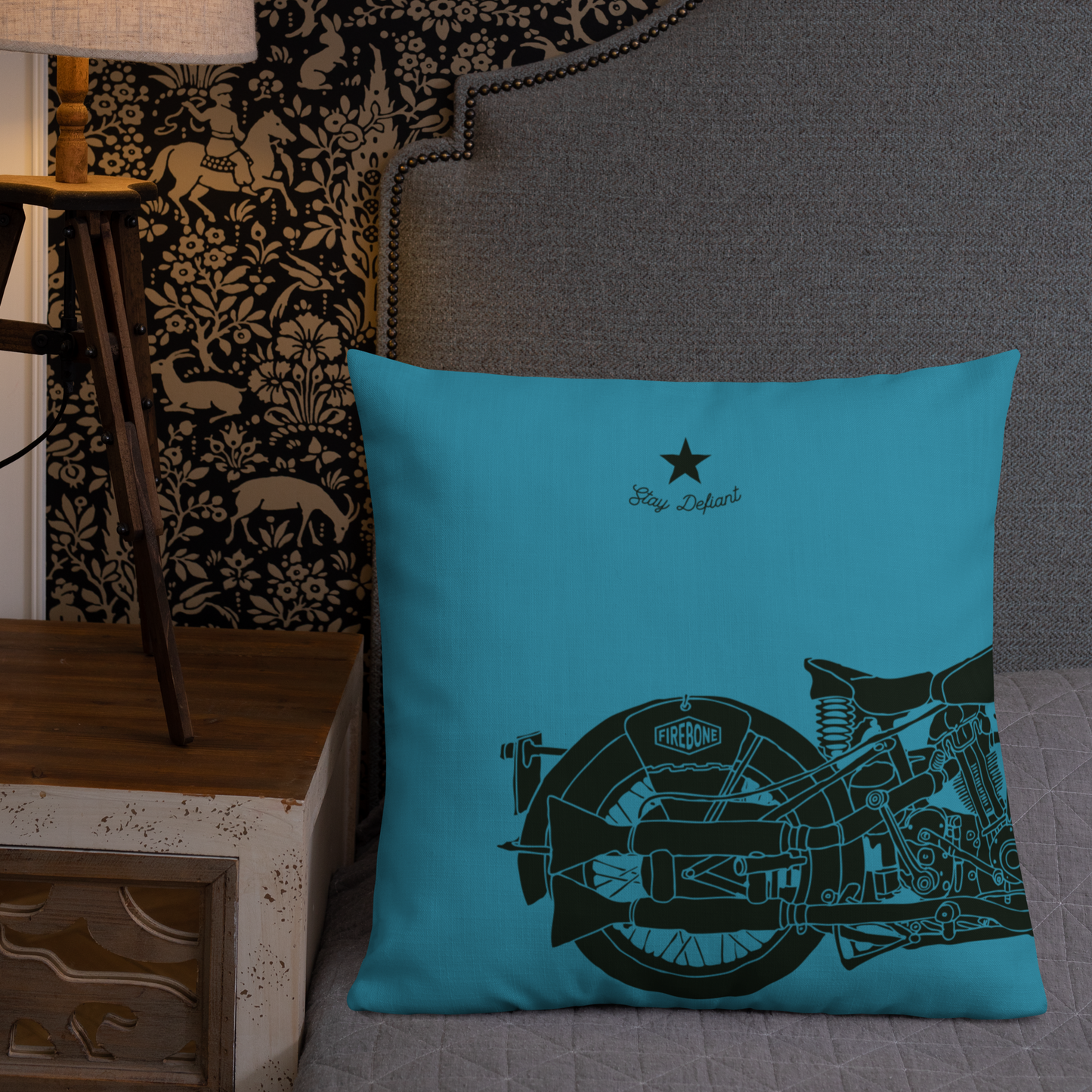 Vintage Motorcycle - Blue premium cushion - Firebone