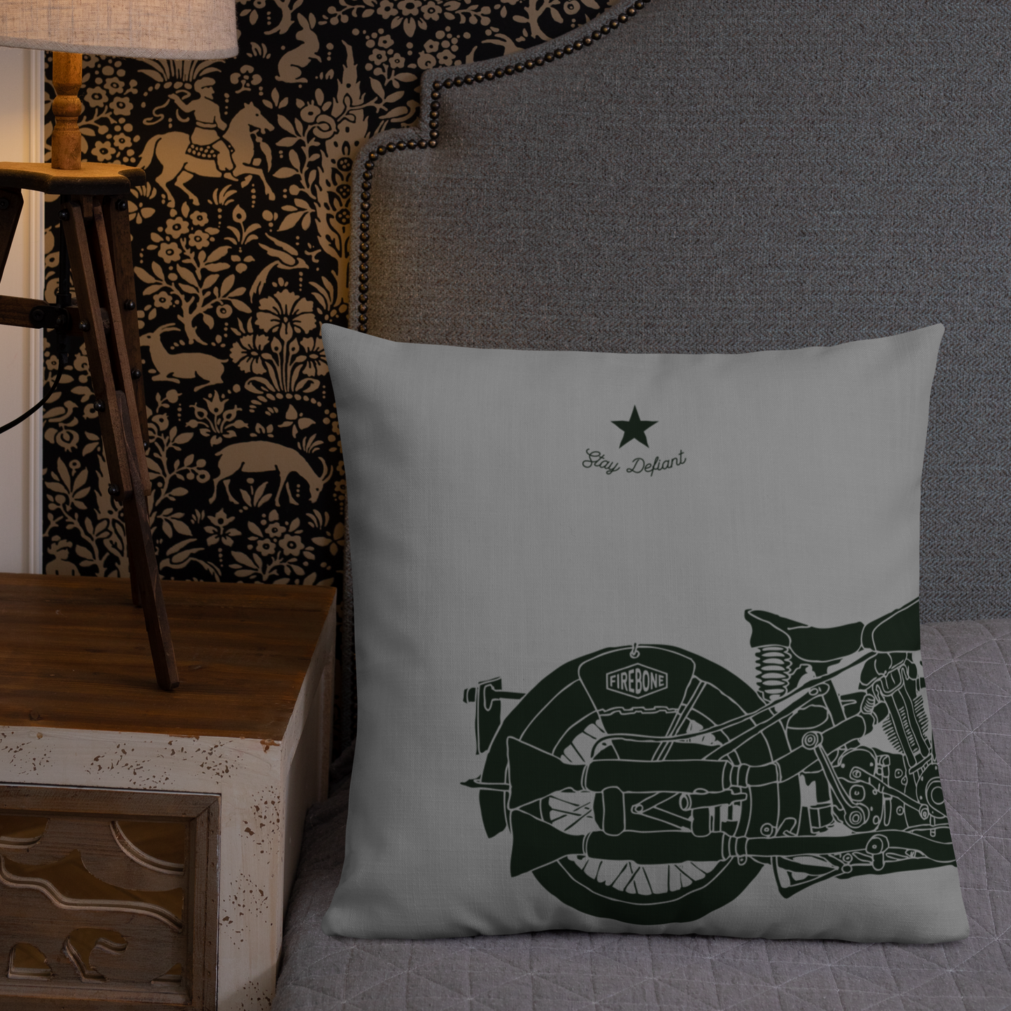 Vintage Motorcycle - Grey premium cushion - Firebone