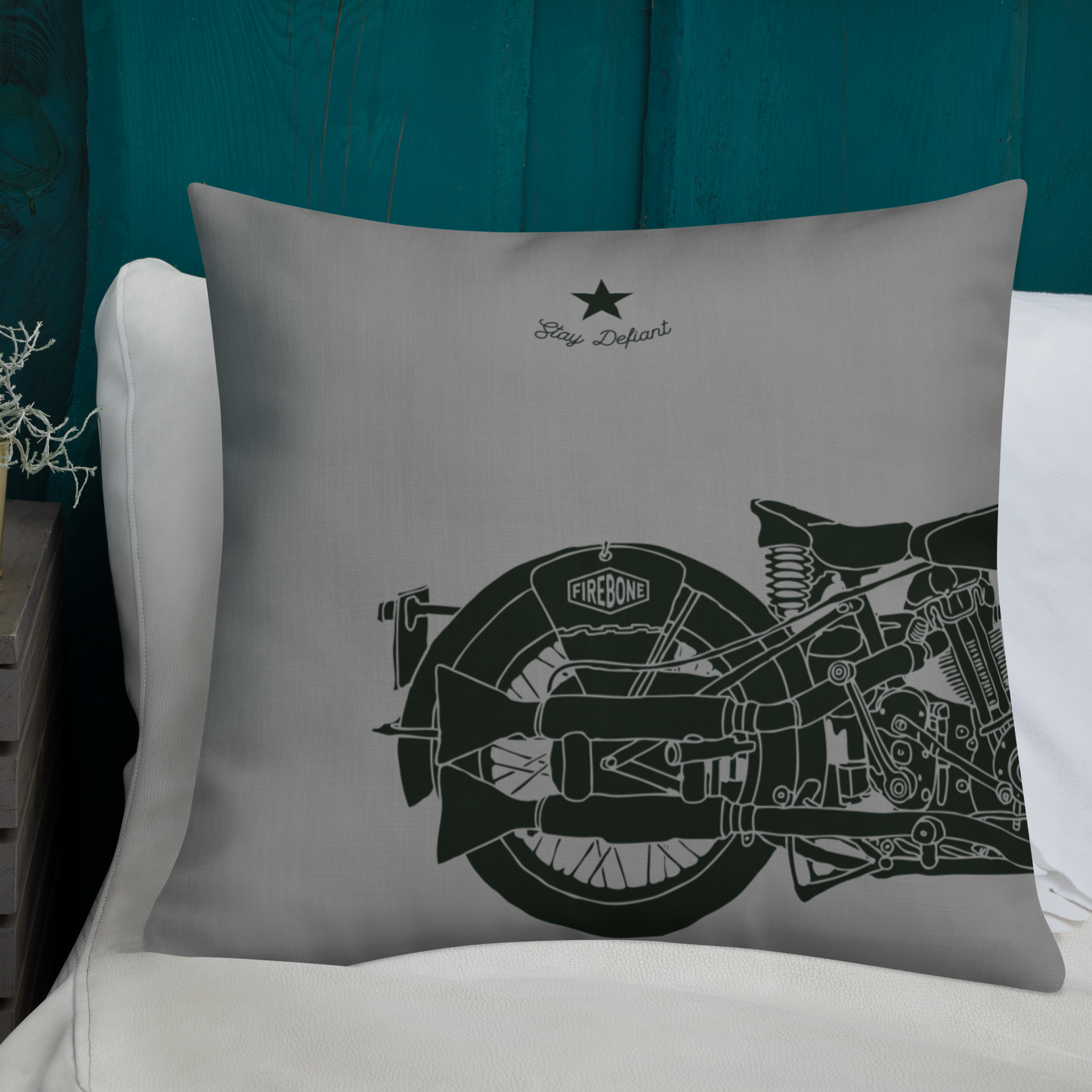 Vintage Motorcycle - Grey premium cushion - Firebone
