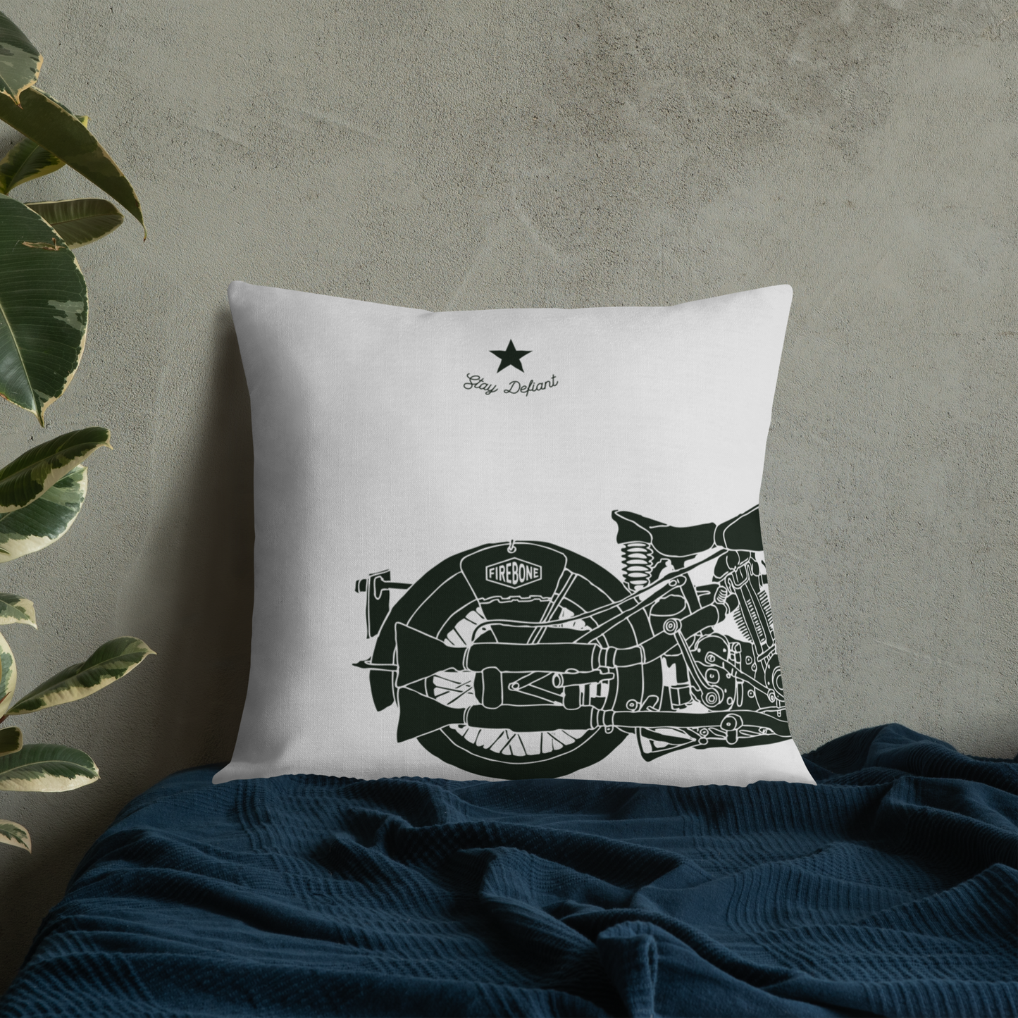 Vintage Motorcycle - Light grey premium cushion - Firebone