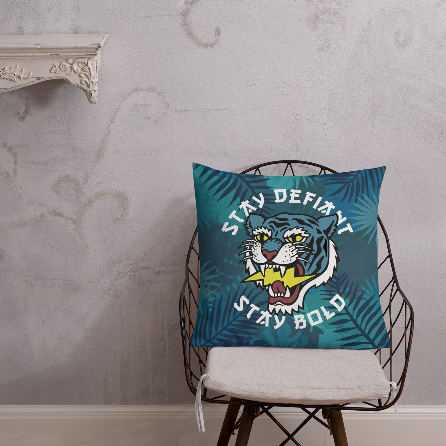 Stay Defiant Tiger - Blue jungle premium cushion - Firebone
