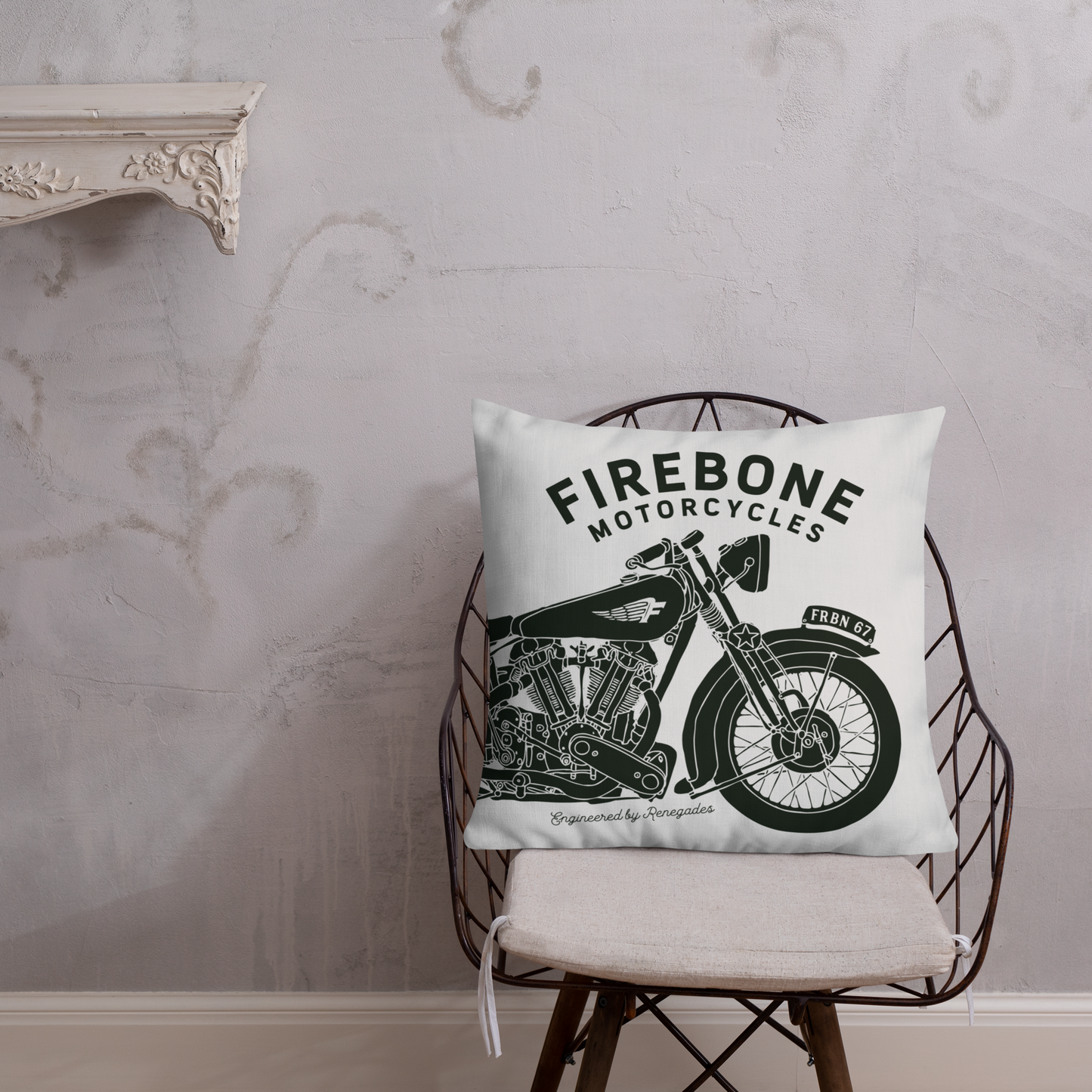 Vintage Motorcycle - Light grey premium cushion - Firebone