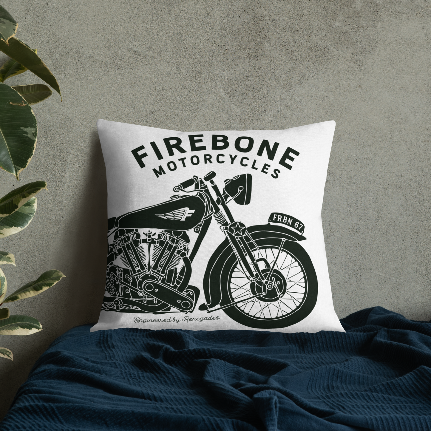 Vintage Motorcycle - White premium cushion - Firebone