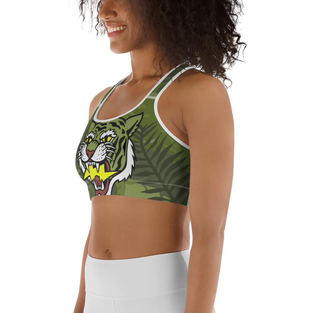 Jungle tiger - Green sports bra - Firebone