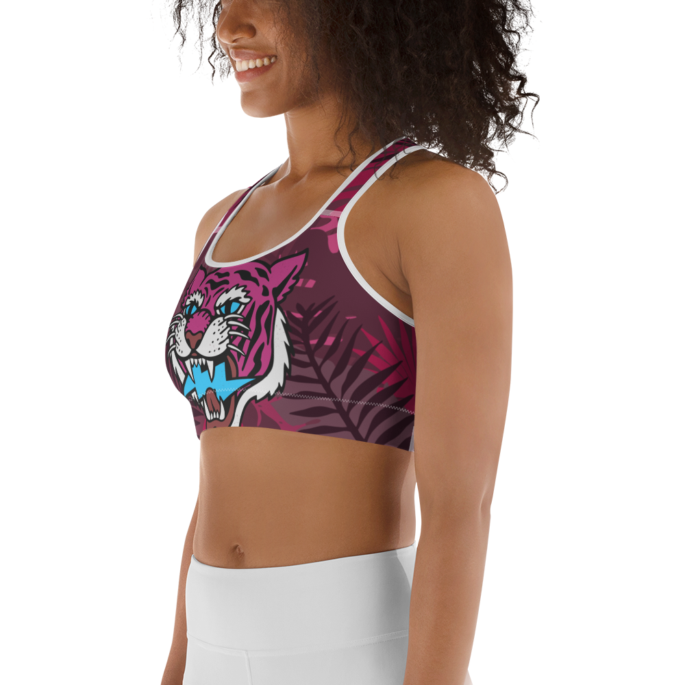 Jungle tiger - Hot pink sports bra - Firebone