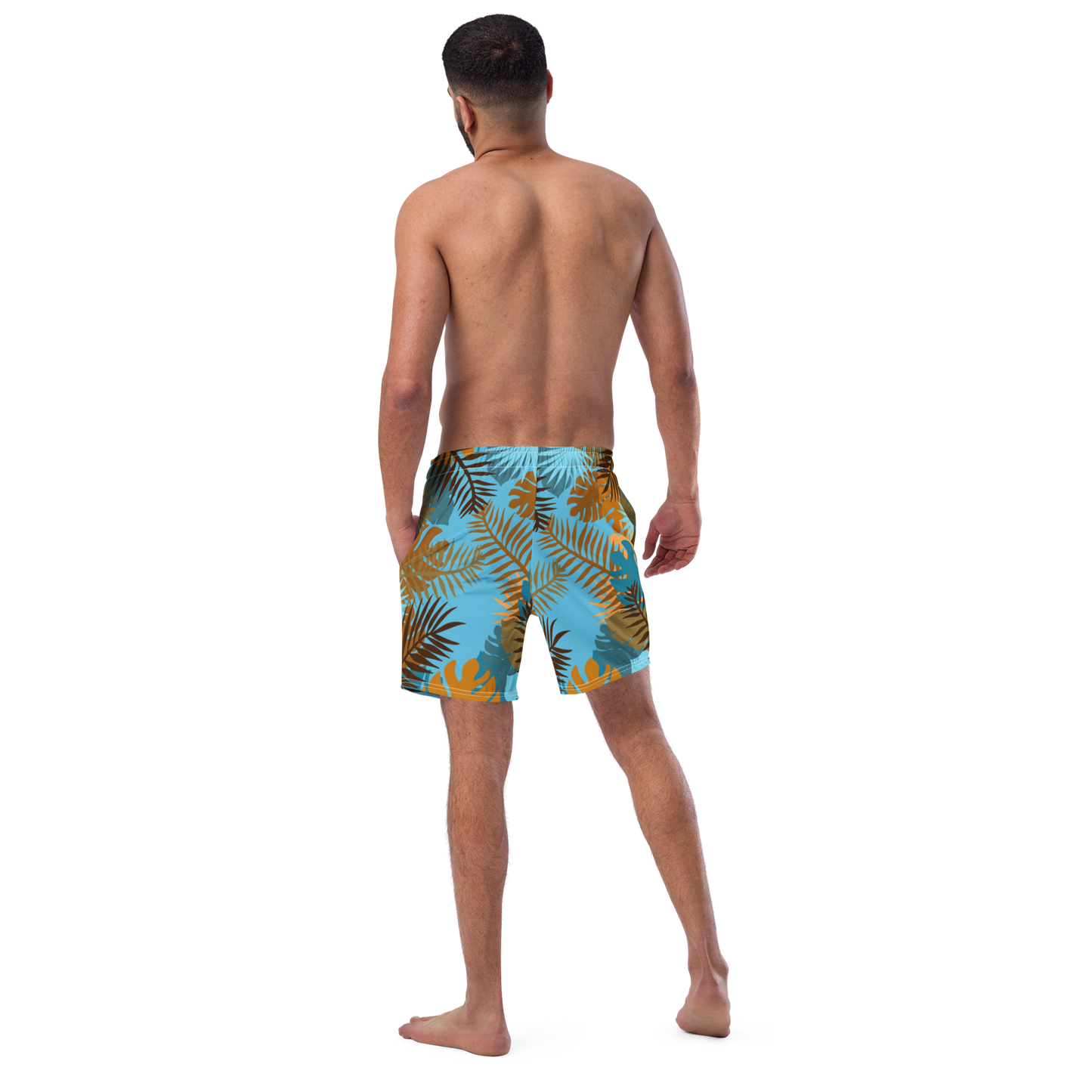 Jungle Tiger - Blue and orange men's swim trunks - Firebone