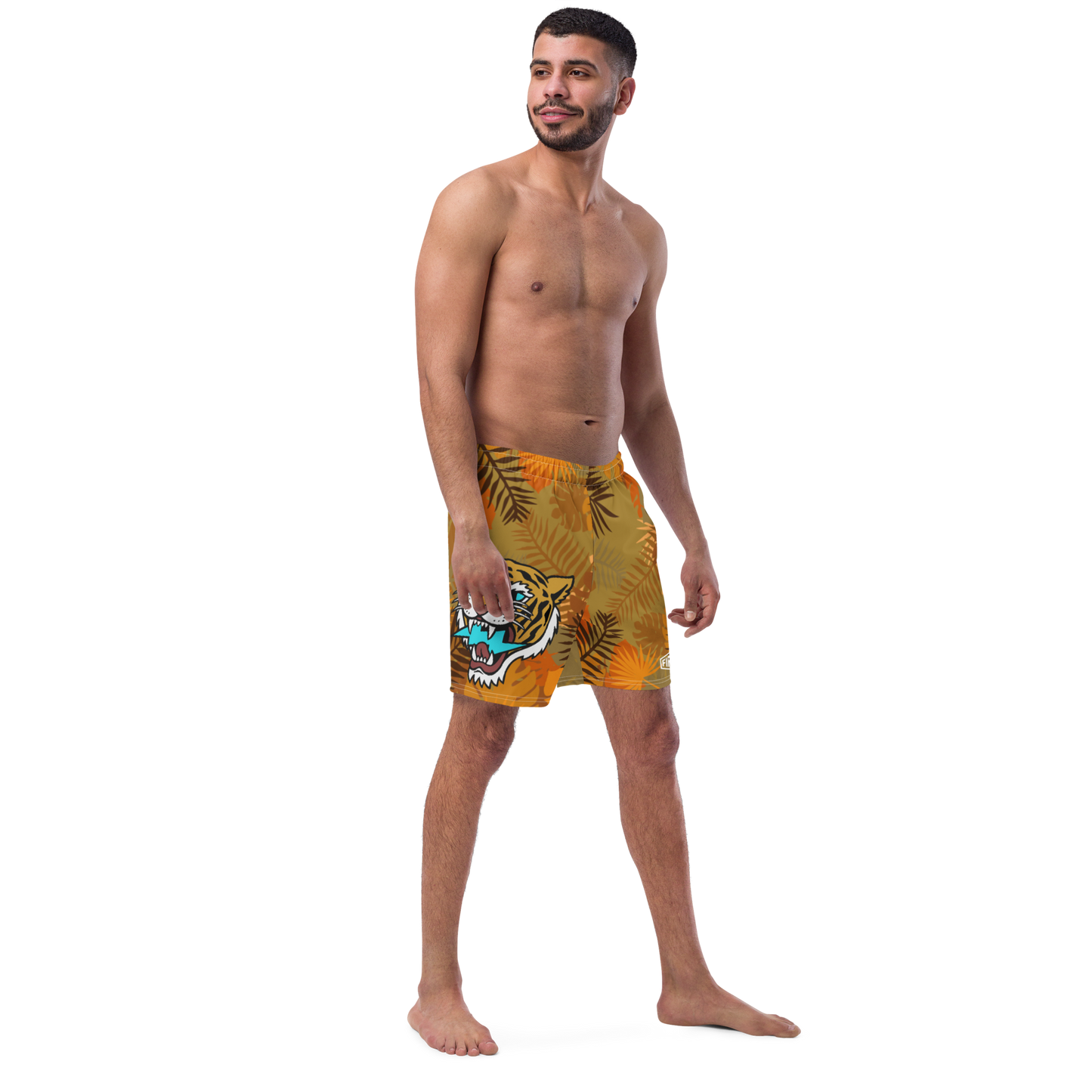 Jungle Tiger - Orange men's swim trunks - Firebone